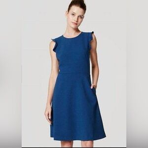 NWT Loft Ruffle Flare Dress in jazz blue Size 14
